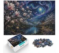 Magnolia Trees Under Aurora Painting Jigsaw Puzzle for Adults, 1000 Piece | Adult Jigsaw Puzzle - screen-free tabletop leisure in spare time.