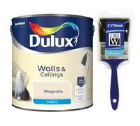 Magnolia Walls & Ceilings Matt Emulsion Paint 2.5L + 3" Emulsion Paint Brush - Smooth Creamy Finish, Quick Dry, Low VOC, Easy Application for Walls & Ceilings
