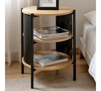 magnolia wooden end table with 2 shelves in oak black