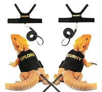 Magnoloran 2 Pack Bearded Dragon Harness and Leash Set,Escape Proof Lizard Reptiles Harness Small Animal Traction Rope Training Walking Vest for Reptile Squirrel Rat-Golden