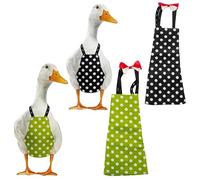 Magnoloran 2 Pack Chicken Diapers for Hens, Roosters, Diapers for Ducks, Ducklings, Reusable Pet Diaper with Bow Ties Waterproof Poultry Nappies for Geese Pet Ducks-Black&Green Polka,M