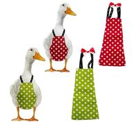 Magnoloran 2 Pack Chicken Diapers for Hens, Roosters, Diapers for Ducks, Ducklings, Reusable Pet Diaper with Bow Ties Waterproof Poultry Nappies for Geese Pet Ducks-Red&Green Polka,S