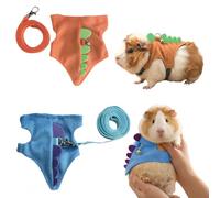 Magnoloran 2 Pack Ferret Vest Harness and Leash Set with Bell, Adjustable Small Animals Walking Rope Outdoor Training Harness for Ferret, Rat, Hamster, Guinea Pig, Squirrel Outdoor Stroll-Blue&Orange