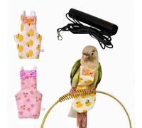 Magnoloran 2 Pcs Bird Diapers Bird Harness Flight Suits Diapers with 80 Inch Flying Leash Reusable Parrot Nappy with Waterproof Inner Layer for Cockatiel Budgie Conure Parakeet Lovebird-Heart&Duck