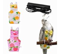 Magnoloran 2 Pcs Bird Diapers Bird Harness Flight Suits Diapers with 80in Flying Leash Reusable Parrot Nappy with Waterproof Inner Layer for Cockatiel Budgie Conure Parakeet Lovebird-Apple&Pineapple