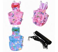 Magnoloran 2 Pcs Bird Diapers Bird Harness Flight Suits Diapers with 80in Flying Leash Reusable Parrot Nappy with Waterproof Inner Layer for Cockatiel Budgie Conure Parakeet Lovebird-Pink&Blue