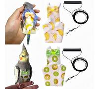 Magnoloran 2Pcs Bird Diapers Bird Harness Flight Suits Diapers with 2Pcs 80 Inch Flying Leash Parrot Nappy Pigeon Pants Urine Wet Suit Costume for Cockatiel Conure Macaw Budgies Parakeet-Kiwi&Banana