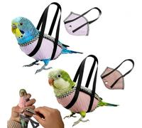 Magnoloran 2Pcs Portable Bird Carrier Bag, Escape Resistant Parrot Carrier Bag Harness, Walking Outfit Anti-Scratch Protective Clothes for Daily Outdoor & Nail Trimming-Purple&Pink,L