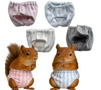 Magnoloran 2PCS Washable Squirrel Diapers - Reusable Small Pet Diapers with Strong Hook and Loop Leak-Proof Urine Wet Pants with Adjustable Waistline for Squirrel,Rat,Groundhog-Blue&White,L