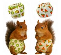 Magnoloran 2PCS Washable Squirrel Diapers - Reusable Small Pet Diapers with Strong Hook and Loop Leak-Proof Urine Wet Pants with Adjustable Waistline for Squirrel,Rat,Groundhog-Kiwifruit&Watermelon,M