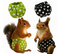 Magnoloran 2PCS Washable Squirrel Diapers - Reusable Small Pet Diapers with Strong Hook and Loop Leak-Proof Urine Wet Pants with Adjustable Waistline for Squirrel,Rat,Groundhog-Polka Dot,M