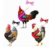Magnoloran 3 Pack Chicken Harness and Leash Set Adjustable Hen Vest with Matching Belt Breathable Mesh Training Harness Pets Leash for Hens Duck Goose Small Pet-Black&Red&Pink,M