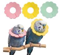 Magnoloran 3Pcs Anti-bite Bird Collars Anti-Grab Feather Plucking Wound Healing Elizabethan Collar Neck Protector Recovery Cones for Budgerigar Cockatiel Lovebirds Cockatoo Parrots-Green&Yellow&Pink,M