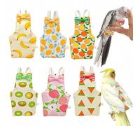 Magnoloran 6Pcs Bird Diapers Bird Harness Flight Suits Diapers Reusable Parrot Nappy with Waterproof Inner Layer Washable Cute Urine Wet Suit Costume for Cockatiel Conure Budgie Macaw Parakeet,M