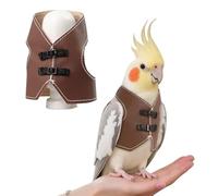 Magnoloran Bird Clothes, Parrot Leather Jacket, Bird Costume Cosplay Photo Prop, Parrot Apparel for Eclectus, Budgerigar, African Greys Parakeet, Conure, Cockatiel, Love Birds-Cowboy Style,Brown,L