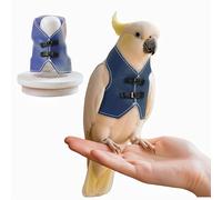 Magnoloran Bird Clothes, Parrot Leather Jacket, Cute Bird Costume Cosplay Photo Prop, Parrot Apparel for Eclectus, Budgerigar, African Greys Parakeet, Conure, Cockatiel, Love Birds-Cowboy Style,Blue,L