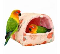 Magnoloran Warm Bird Nest House Plush Birds Hut Bed Hanging Hammock Sleeping Bed Bird Snuggle Cave Hanging Tent for Parrot Parakeet Cockatiel Conure African Grey Macaw-Strawberry