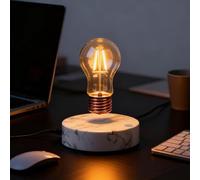 Magntive Levitating Lamp, Floating Levitating Threaded Bulb Lamp with Round Marble Base, Desk Lamp, Wireless Floating LED Lamp, Unique Gift, Modern Minimalist Night Light for Home Decor and Office