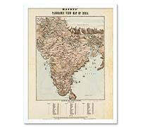Magnus 1857 Panoramic Map India Distances Art Print Framed Poster Wall Decor 12x16 inch