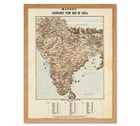 Magnus 1857 Panoramic Map India Distances Art Print Framed Poster Wall Decor 12x16 inch
