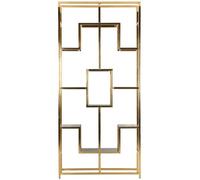 Magnus Black Glass and Gold Open Shelving Unit