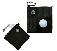 MAGOLFIN Small Magnetic Golf Towel with Clip, Microfiber Waffle Design - Industrial Strength Magnet for Glof Balls, Golf Bags, Carts Clubs - Black