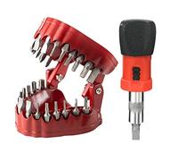 Magoog Denture Drill Bit Holder,Magoog Gag Gift for Dentist,3D Sculpture Desk Decor,1/4” Hex Bit Screwdriver,2-in-1 Screwdriver& Desk Gadget,Magnetic Gums with 28PCS Bits,Red