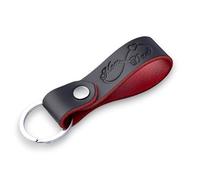 MAGOR Full Grain Leather Keyring, Elegant Black Key Ring with Red Interior, Car and Home Keychain, Hot Embossed Design, Personalised Premium Gift for Him or Her (Infinity Mom Dad)