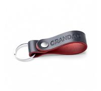 MAGOR Full Grain Leather Keyring Personalised Keychain for Men Women, Car Keyring for Home Keys, Elegant Black with Red Interior Key Ring, Hot Embossed Design, Premium Gift for Him Her (GRANDAD)