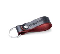 MAGOR Full Grain Leather Keyring Personalised Keychain for Men Women, Car Keyring for Home Keys, Elegant Black with Red Interior Key Ring, Hot Embossed Design, Premium Gift for Him Her (PROUD OF YOU)