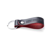 MAGOR Full Grain Leather Keyring Personalised Keychain for Men Women, Car Keyring for Home Keys, Elegant Black with Red Interior Key Ring, Hot Embossed Design, Premium Gift for Him Her (BEST HUSBAND)
