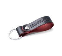 MAGOR Full Grain Leather Keyring Personalised Keychain for Men Women, Car Keyring for Home Keys, Elegant Black with Red Interior Key Ring, Hot Embossed Design, Premium Gift for Him Her (MUM'S KEYS)