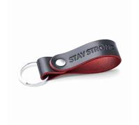 MAGOR Full Grain Leather Keyring Personalised Keychain for Men Women, Car Keyring for Home Keys, Elegant Black with Red Interior Key Ring, Hot Embossed Design, Premium Gift for Him Her (STAY STRONG)