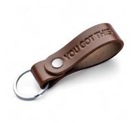 MAGOR Handmade Full Grain Leather Keyring Personalised Keychain for Men Women Car Keys Gift for Him Her Dad Husband Premium Hot Embossed Brown Leather Loop in Gift Box (YOU GOT THIS)