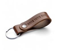 MAGOR Handmade Full Grain Leather Keyring Personalised Keychain for Men Women Car Keys Gift for Him Her Dad Husband Premium Hot Embossed Brown Leather Loop in Gift Box (COME HOME SAFE)