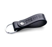 MAGOR Leather Full Grain Keyring for Men and Women, Personalised Keychain for Car or Home Keys, Elegant Black Key Ring with Hot Embossed Design, Premium Gift for Him Her Dad Husband (DREAM BIG)