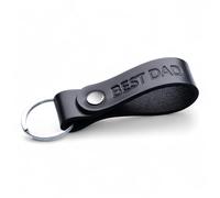 MAGOR Leather Full Grain Keyring for Men and Women, Personalised Keychain for Car or Home Keys, Elegant Black Key Ring with Hot Embossed Design, Premium Gift for Him Her Dad Husband