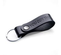 MAGOR Leather Full Grain Keyring for Men and Women, Personalised Keychain for Car or Home Keys, Elegant Black Key Ring with Hot Embossed Design, Premium Gift for Him Her Dad Husband (YOU GOT THIS)
