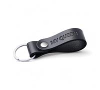 MAGOR Leather Full Grain Keyring for Men and Women, Personalised Keychain for Car or Home Keys, Elegant Black Key Ring with Hot Embossed Design, Premium Gift for Him Her Dad Husband (MY QUEEN)