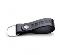 MAGOR Leather Full Grain Keyring for Men and Women, Personalised Keychain for Car or Home Keys, Elegant Black Key Ring with Hot Embossed Design, Premium Gift for Him Her Dad Husband (BEST HUSBAND)