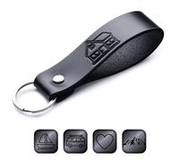 MAGOR Leather Keyring - Sustainable Gift with Hot Embossed Message for Your Loved One, Perfect for Men & Women, Handmade Full-Grain Leather (House)