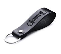 MAGOR Leather Keyring - Sustainable Gift with Hot Embossed Message for Your Loved One, Perfect for Men & Women, Handmade Full-Grain Leather (Think less love more)