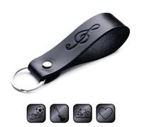MAGOR Leather Keyring - Sustainable Gift with Hot Embossed Message for Your Loved One, Perfect for Men & Women, Handmade Full-Grain Leather (Treble Clef)