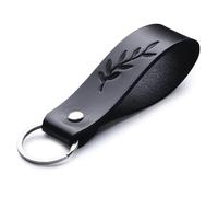MAGOR Leather Keyring - Sustainable Gift with Hot Embossed Message for Your Loved One, Perfect for Men & Women, Handmade Full-Grain Leather (Flower)