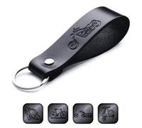 MAGOR Leather Keyring - Sustainable Gift with Hot Embossed Message for Your Loved One, Perfect for Men & Women, Handmade Full-Grain Leather (Biker)