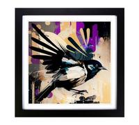 Magpie Abstract Expressionism Framed Print | 18x18 Inch Black Framed Wall Art | Ready to Hang | Eclectic Historical Picture | Living Room Bedroom Lounge Office