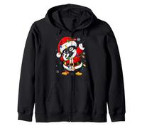 Magpie Bird Christmas Lights Fun Dab Dance Santa Xmas Zip Hoodie