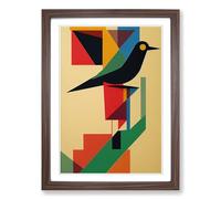 Magpie Bird Suprematism Framed Print | A2 Walnut Framed Wall Art | Ready to Hang | Modern Historical Picture | Living Room Bedroom Lounge Office