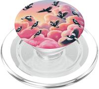 Magpie Bird Watcher Gift Pink Clouds Dreamy Sky PopSockets PopGrip for MagSafe