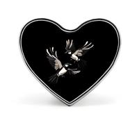 Magpie Bird with Large Wings Badge Heart Shape Cute Brooch Pins Button Badges for Backpack Jackets Hats Decor